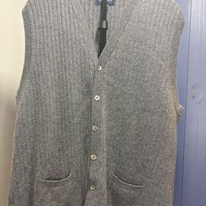 Men’s Vintage Lands' End Charcoal Knit Cardigan Vest